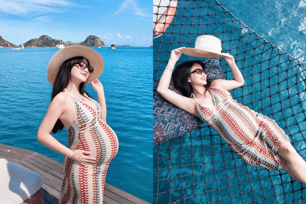 Nanda Arsyinta tampil memesona dengan dress knit bermotif