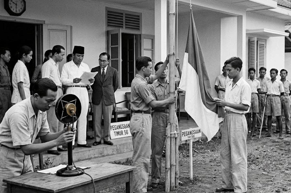 Pada pagi hari di tanggal 17 Agustus 1945 bersiap-siap untuk proklamasi