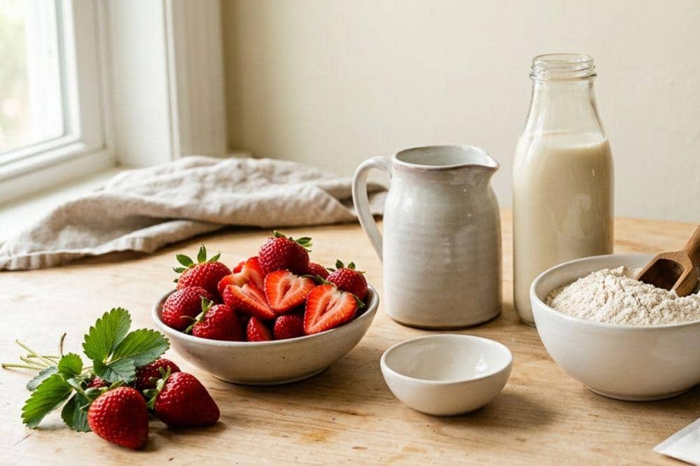 Bahan-bahan gluten-free strawberry bread