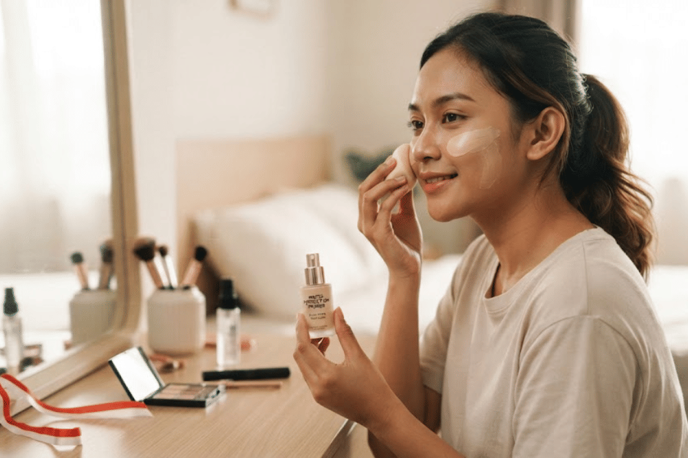 Awali riasan dengan mengaplikasikan primer matte
