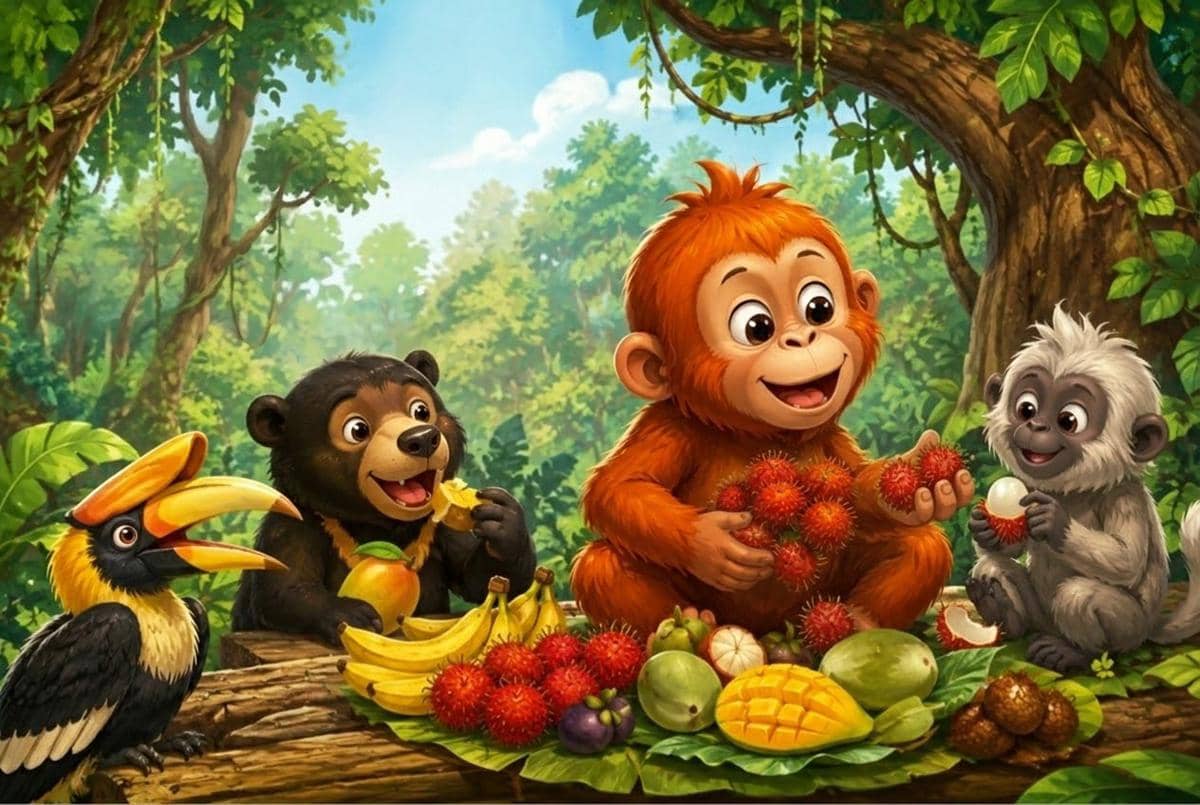 Oki si Orangutan yang Belajar Berbagi