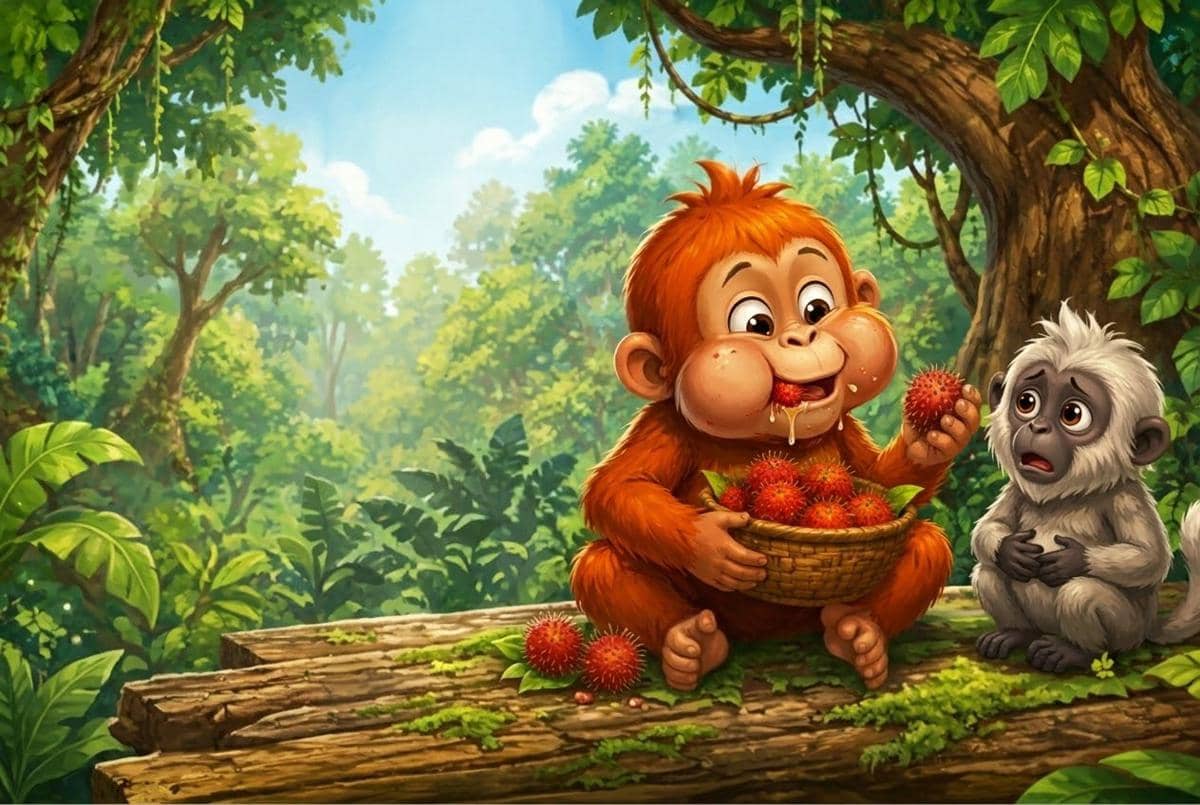 Oki si Orangutan serakah dan tidak mau berbagi