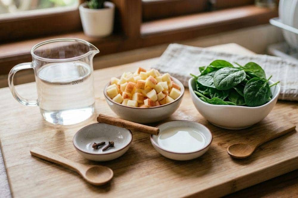 Bahan-bahan membuat bubur apel rempah cengkeh untuk MPASI