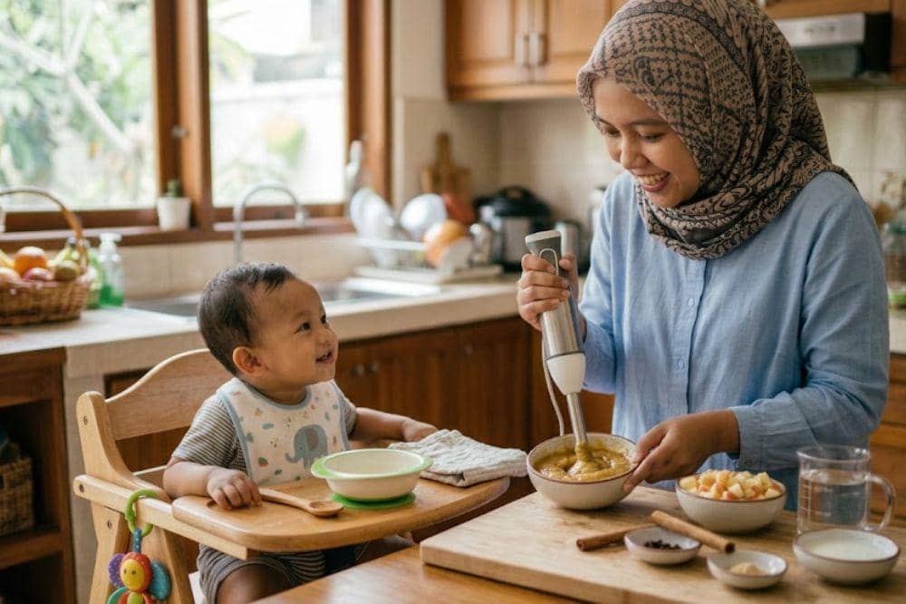 Cara membuat bubur apel rempah cengkeh untuk MPASI
