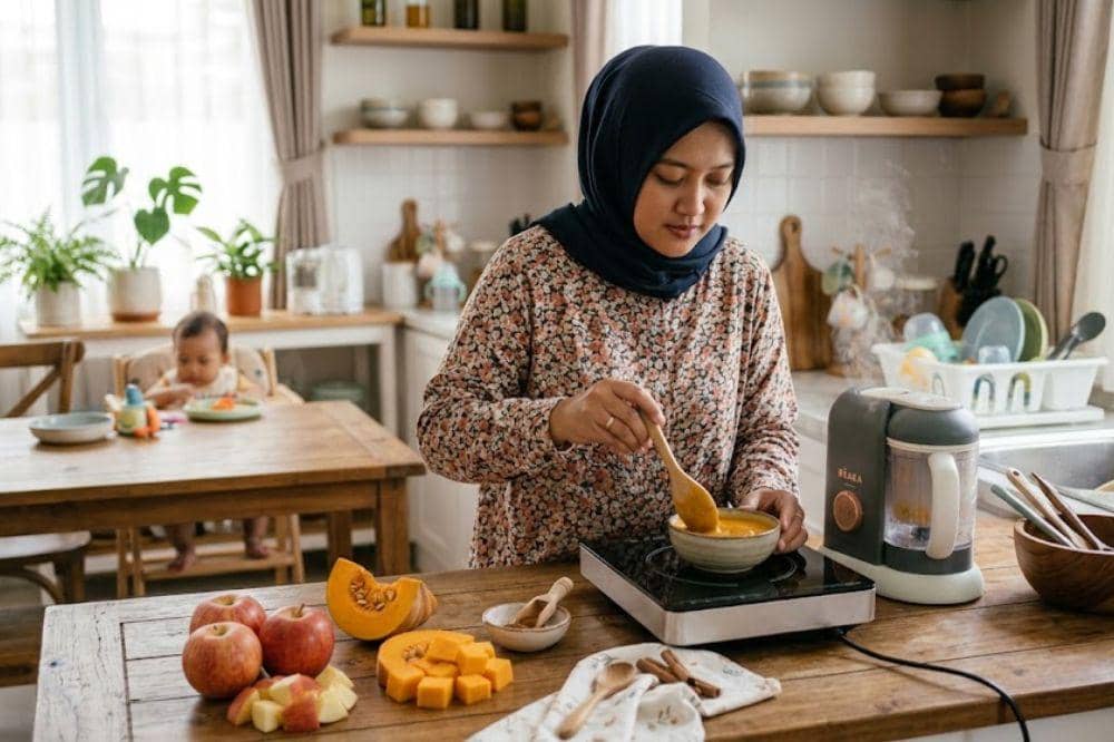 Cara membuat Puree apel dan labu untuk mpasi