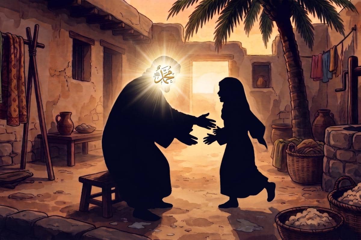 Kisah Nabi Muhammad dengan anak perempuannya Fatimah Az-Zahra yang berdiri menyambut kedatangannya