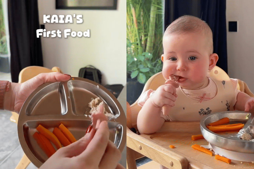 Momen Kaia anak Steffi Zamora makan