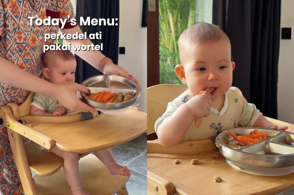 Momen Kaia anak Steffi Zamora makan