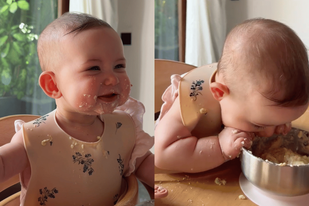 Momen Kaia anak Steffi Zamora makan