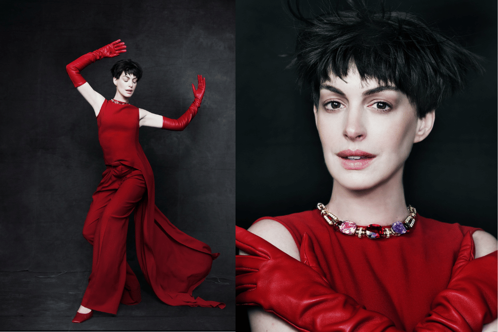 Penampilan Anne Hathaway dengan Pixie Cut di Vogue China Edisi September