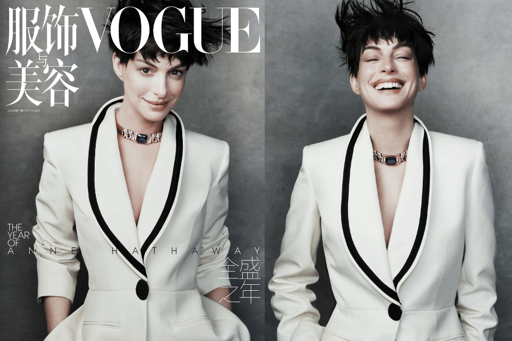 Anne Hathaway di Cover Majalah Vogue China, Kembali ke Gaya Pixie Cut