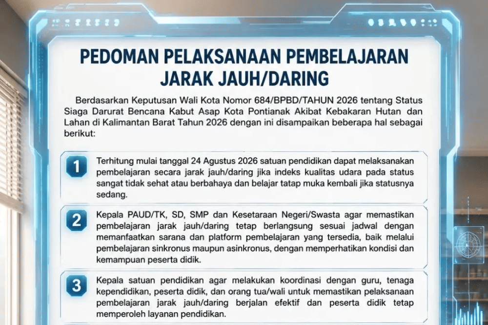 Surat keputusan Pemkot Pontianak terkait pembelajaran online