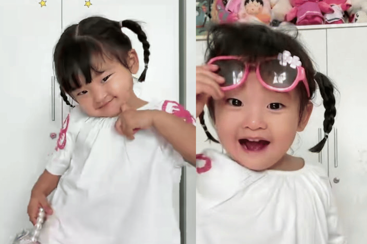 Baju yang dikenakan Jena terlihat imut dan membuat anak bebas bergerak