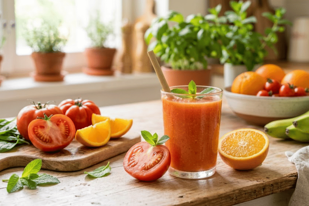 Jus detox tomat dan jeruk segar