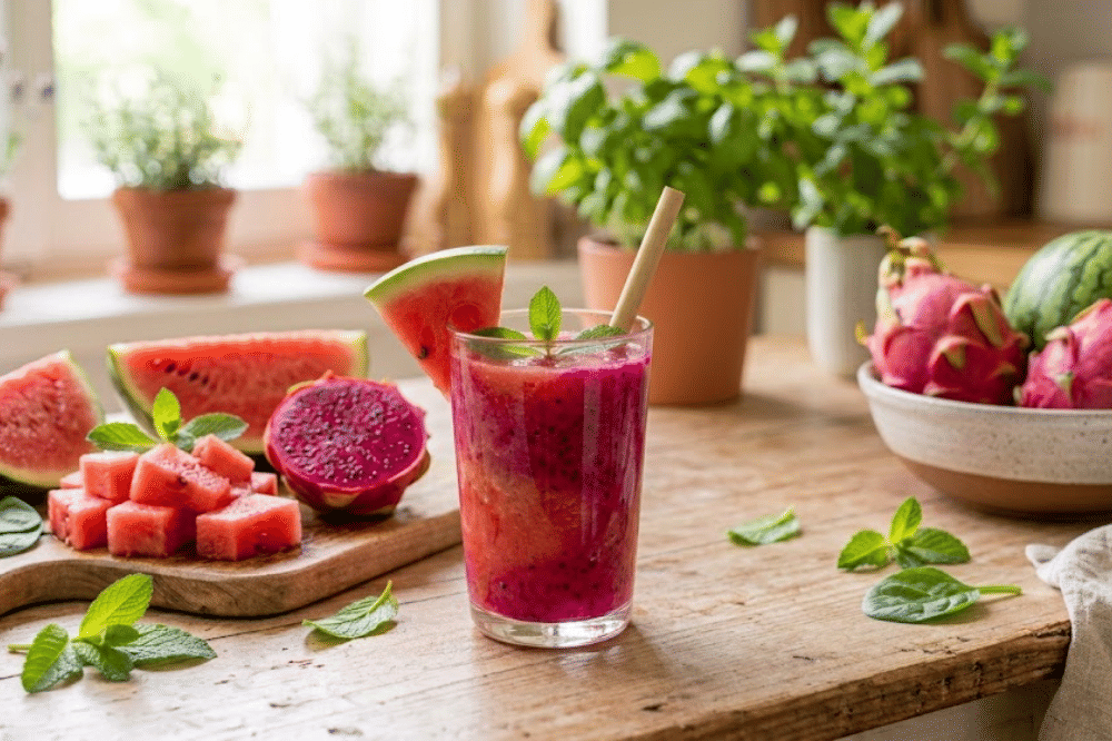 Jus detox semangka dan buah naga