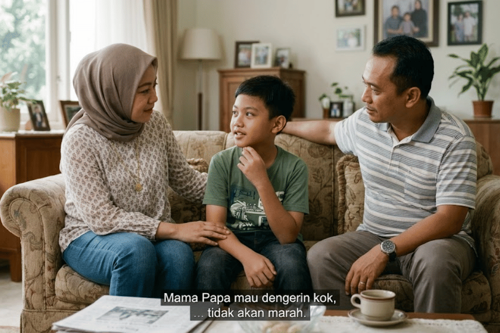 “Mama Papa mau dengerin kok, tidak akan marah”