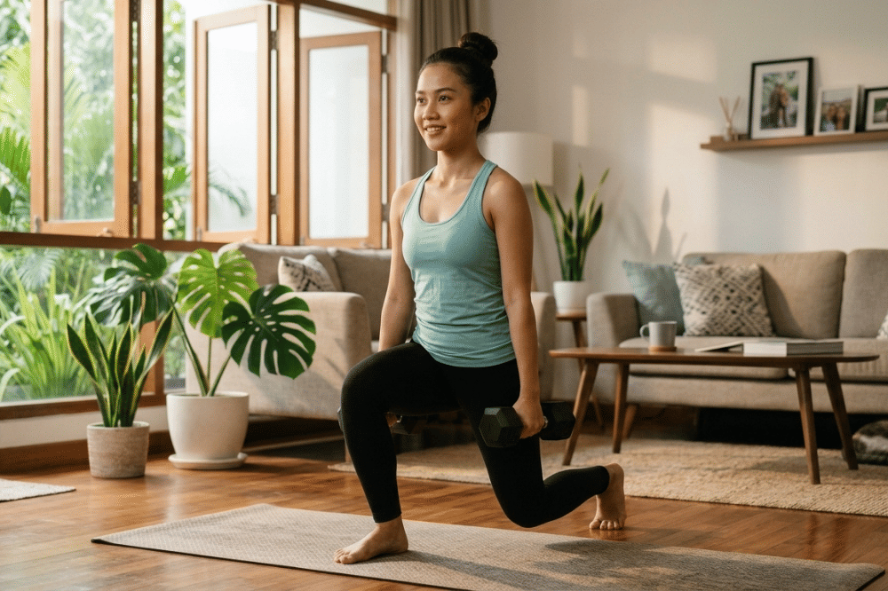 Lunges dengan dumbel
