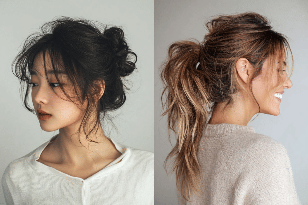Undone Bun dan Rambut Kucir Kuda yang Terlihat Santai