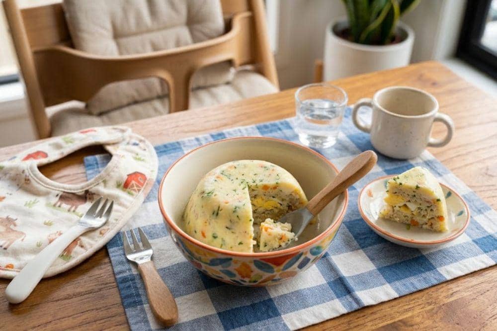 Puding kentang ayam dan telur