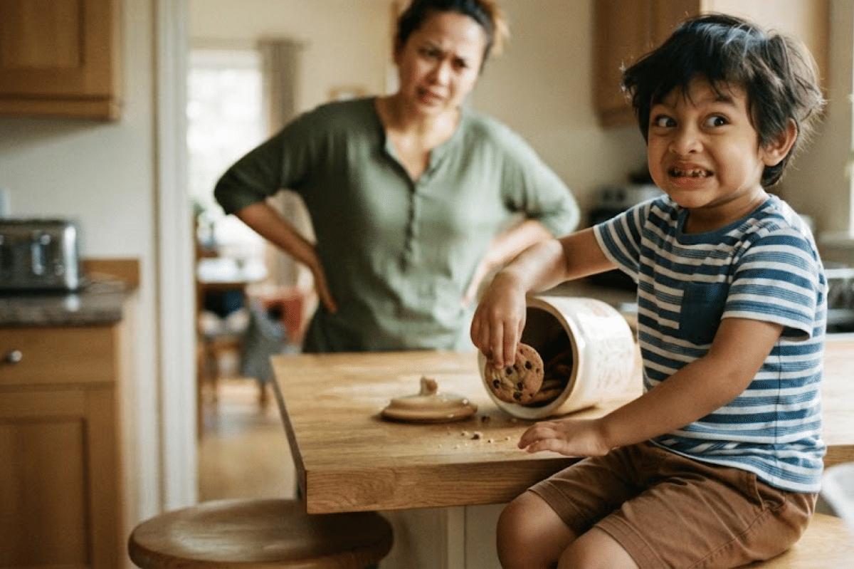 Anak sedang menguji kedisiplinan yang mama berikan