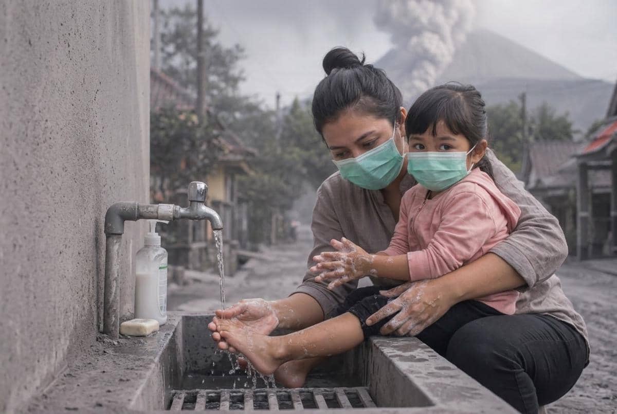 Cara melindungi anak saat hujan abu vulkanik