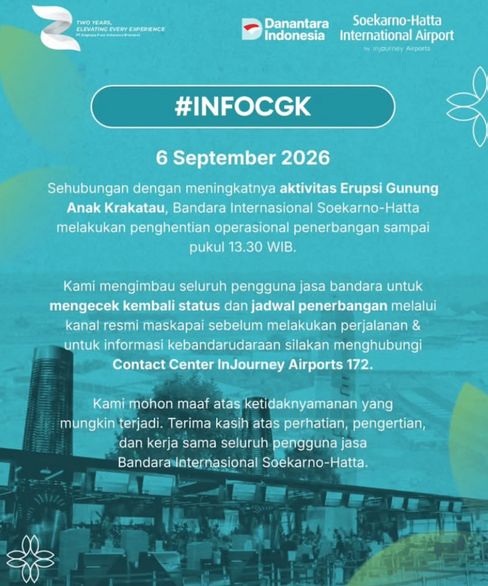 Imbas erupsi, bandara Soetta ditutup sementara