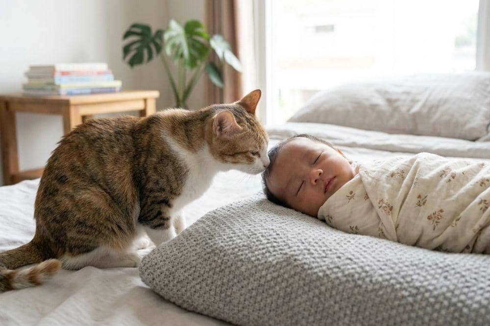 Cara mengenalkan kucing kepada bayi dengan aman