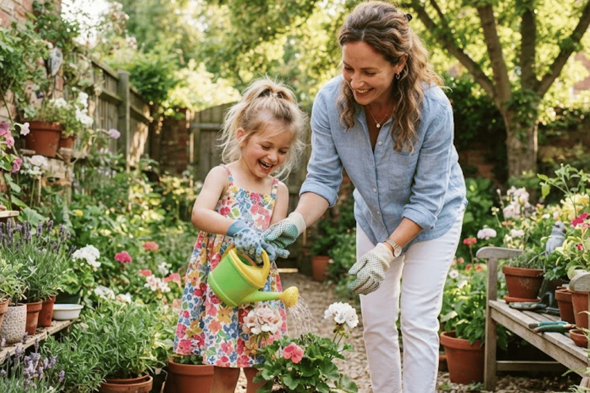 Berkebun dan menyiram tanaman dapat megenalkan anak pada alam