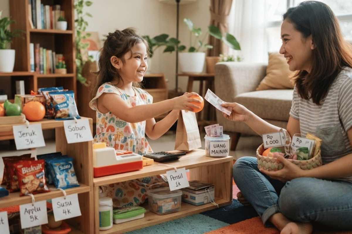 Anak bisa belajar matematika dengan permainan jual-beli di rumah