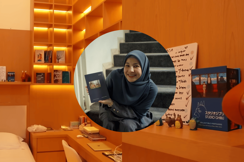 5 Foto Studio Menulis Natasha Rizki, Ada Rak Buku hingga Boneka