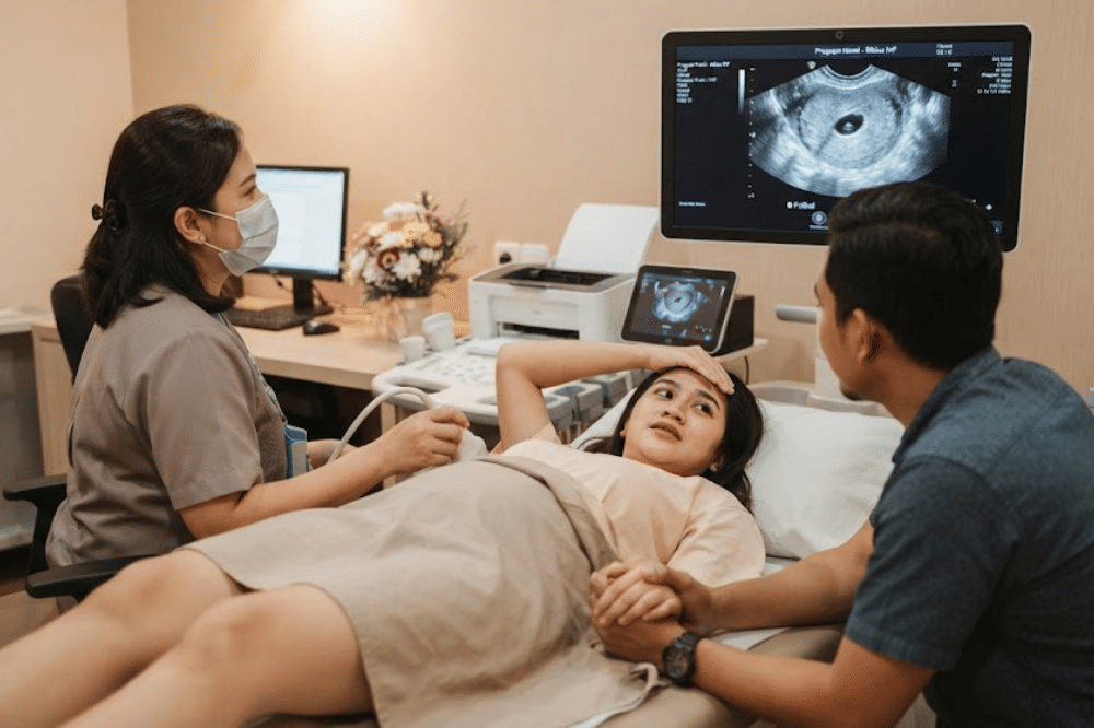 Konfirmasi medis melalui USG dan konsultasi dokter
