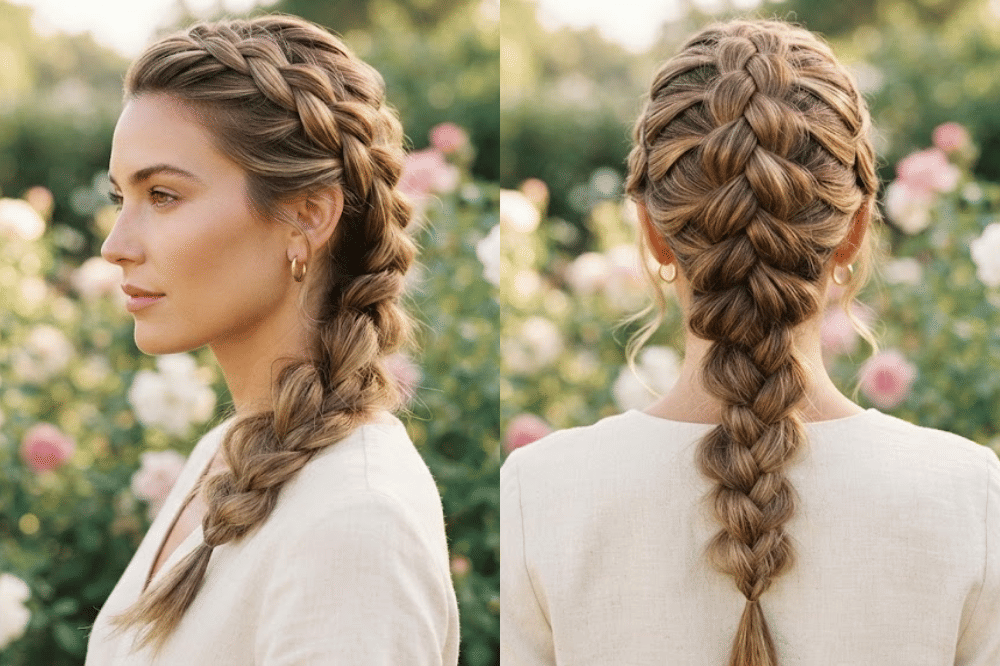 Classic French Braid dengan tekstur loose
