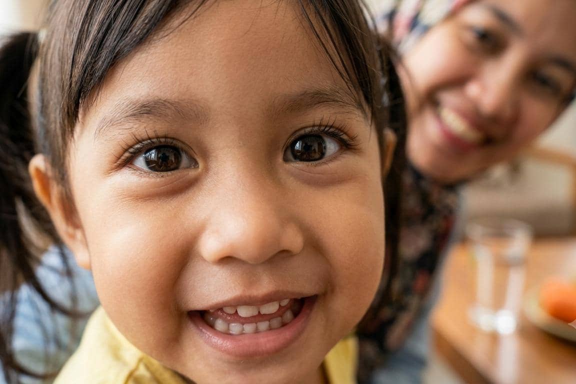 Fokus pada Mata anak secara close up