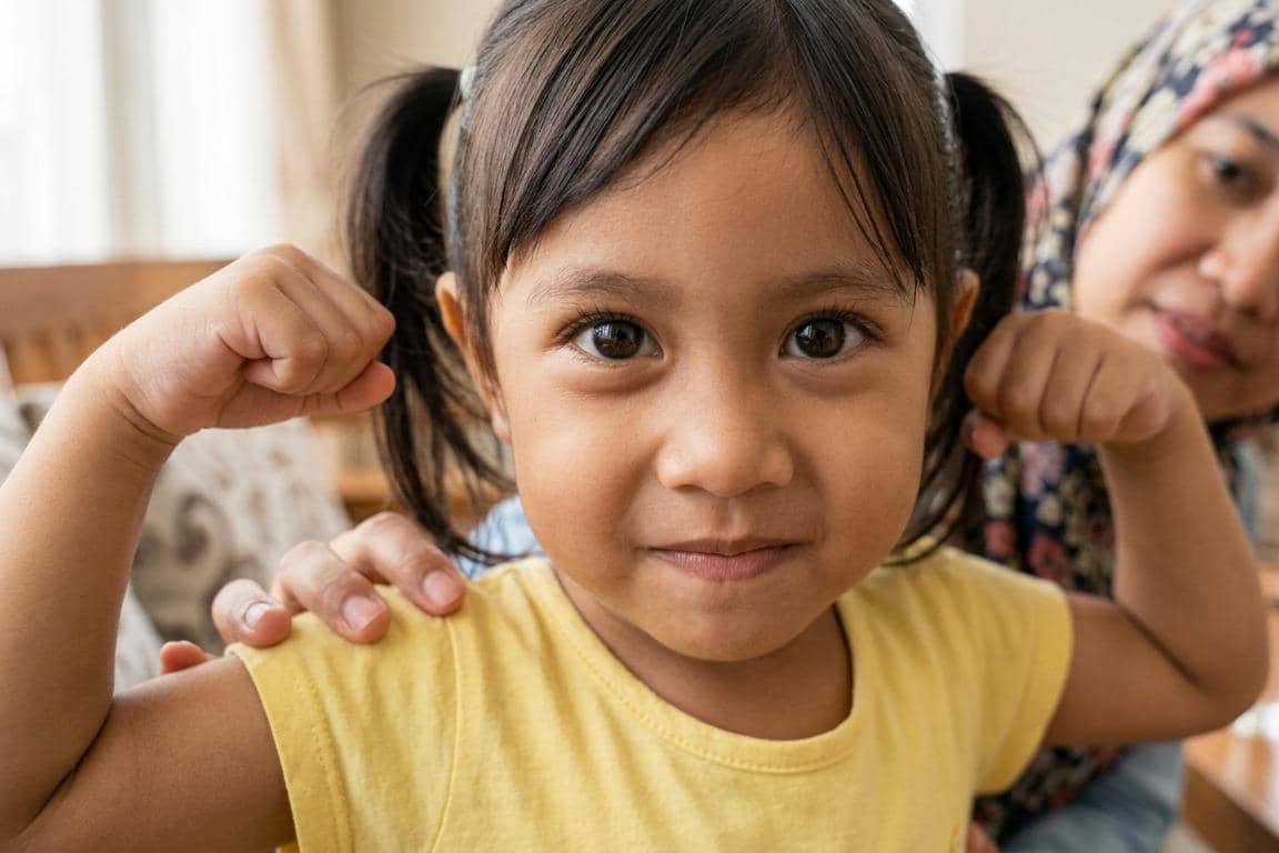 Gambar anak bergaya kuat
