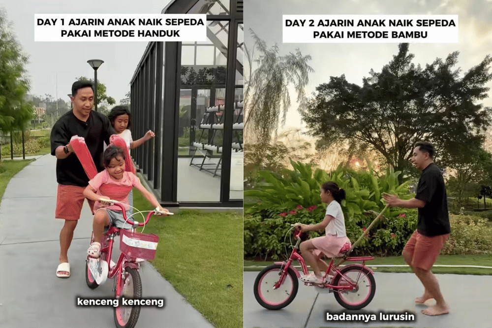 Raden Rauf Bagikan Momen Ajari Anak Kedua Naik Sepeda, Pakai 2 Metode