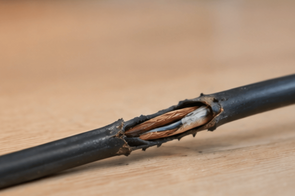Membiarkan kabel terkelupas atau rusak