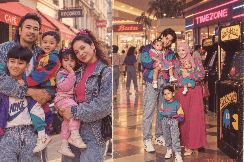10 Keluarga Artis Edit Foto Bergaya 80-an, Hasilnya Nostalgia Banget