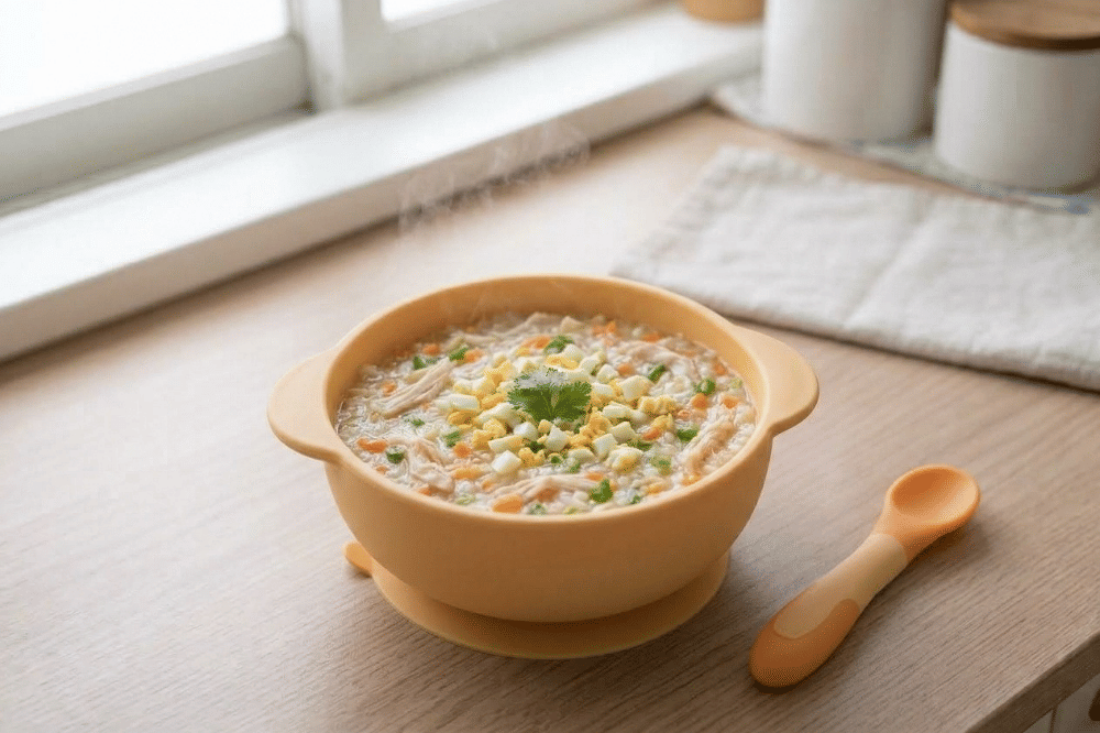 Resep Bubur Ayam Wortel Telur Puyuh untuk MPASI, Double Proteinnya!