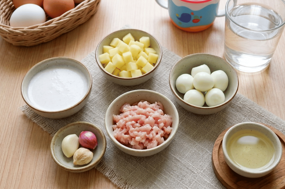 Bahan-bahan opor kentang ayam telur puyuh