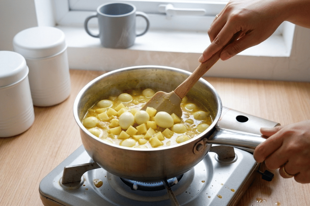 Cara membuat opor kentang ayam telur puyuh