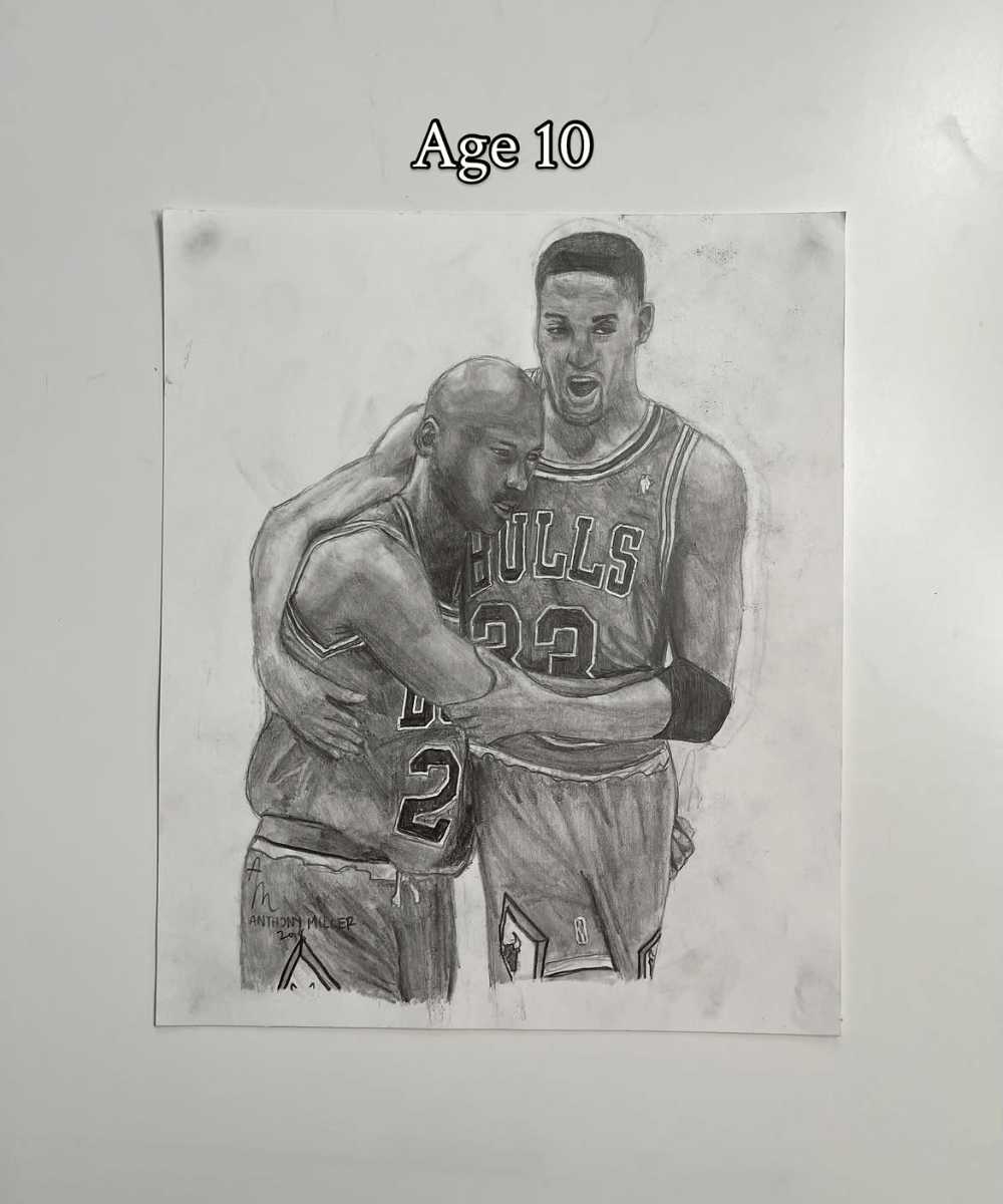 Usia 10 tahun, menggambar Michael Jordan dan Scottie Pippen