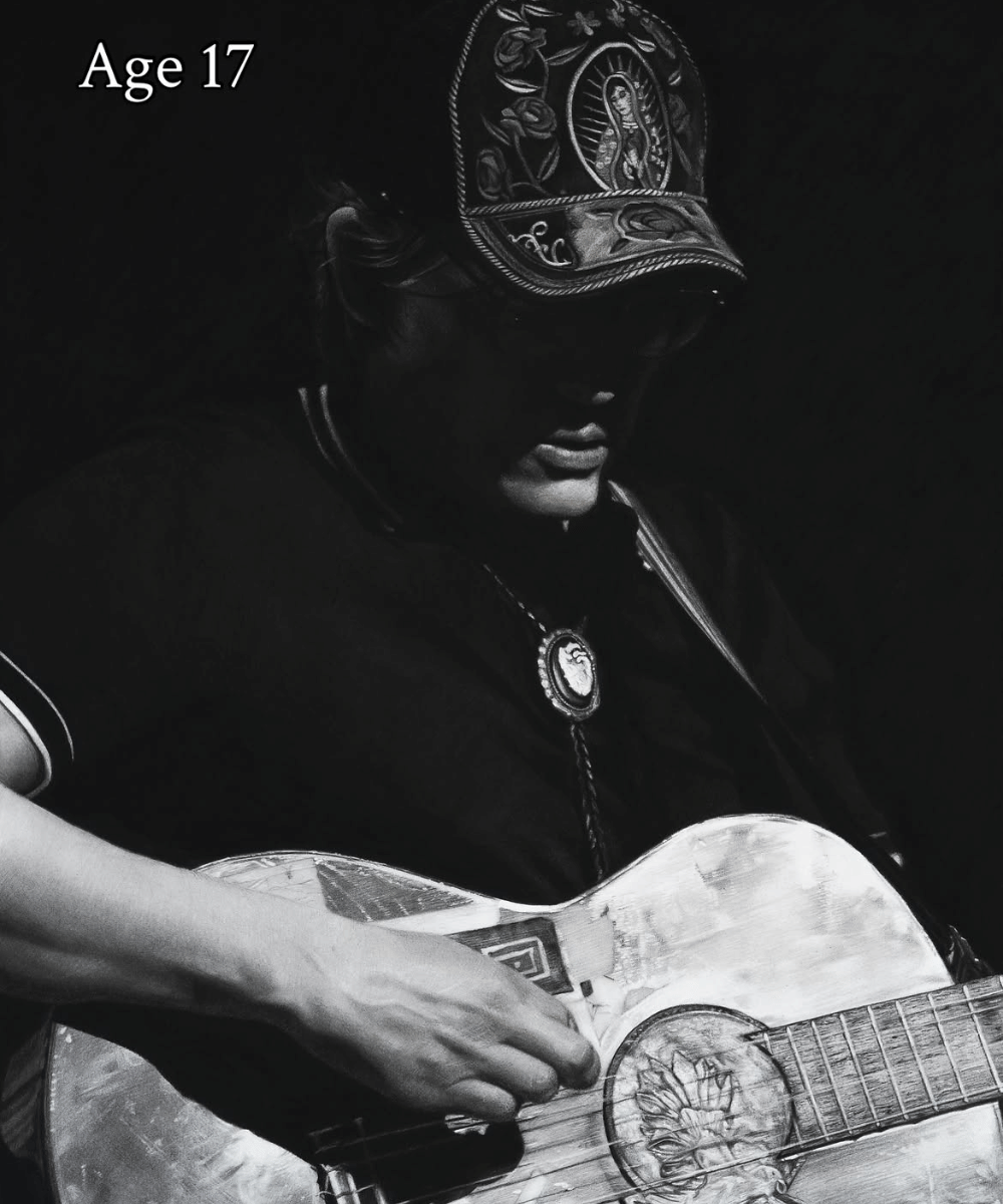 Usia 17 tahun, menggambar penyanyi bermain gitar