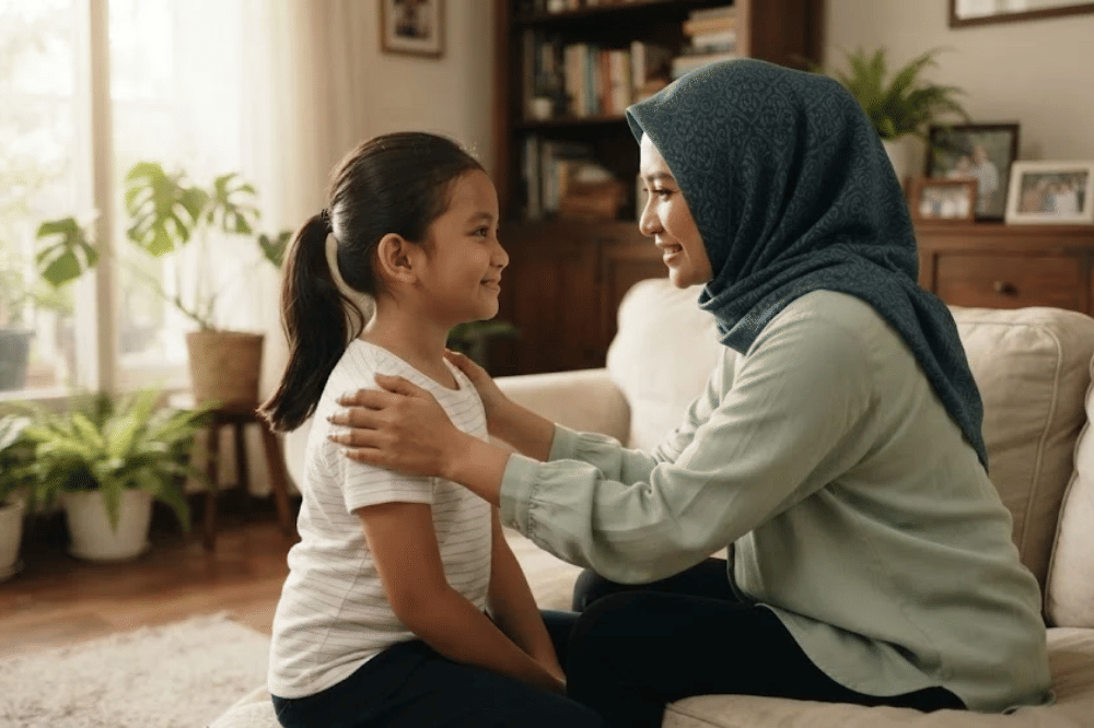 Seorang ibu yang sedang membangun self worth anak