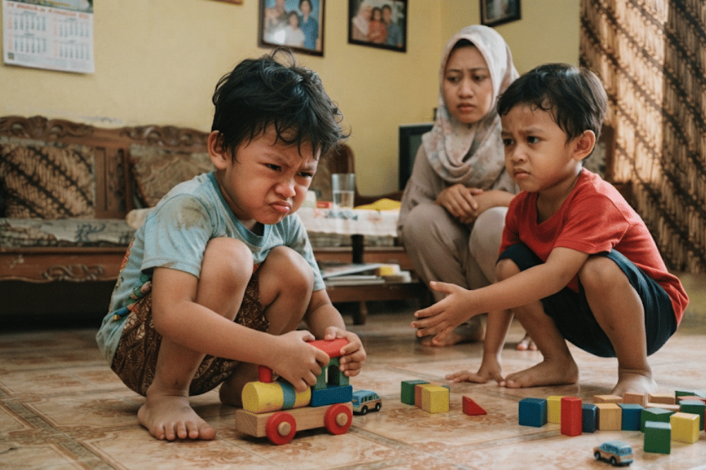 Anak yang tidak ingin berbagi mainan sama temannya