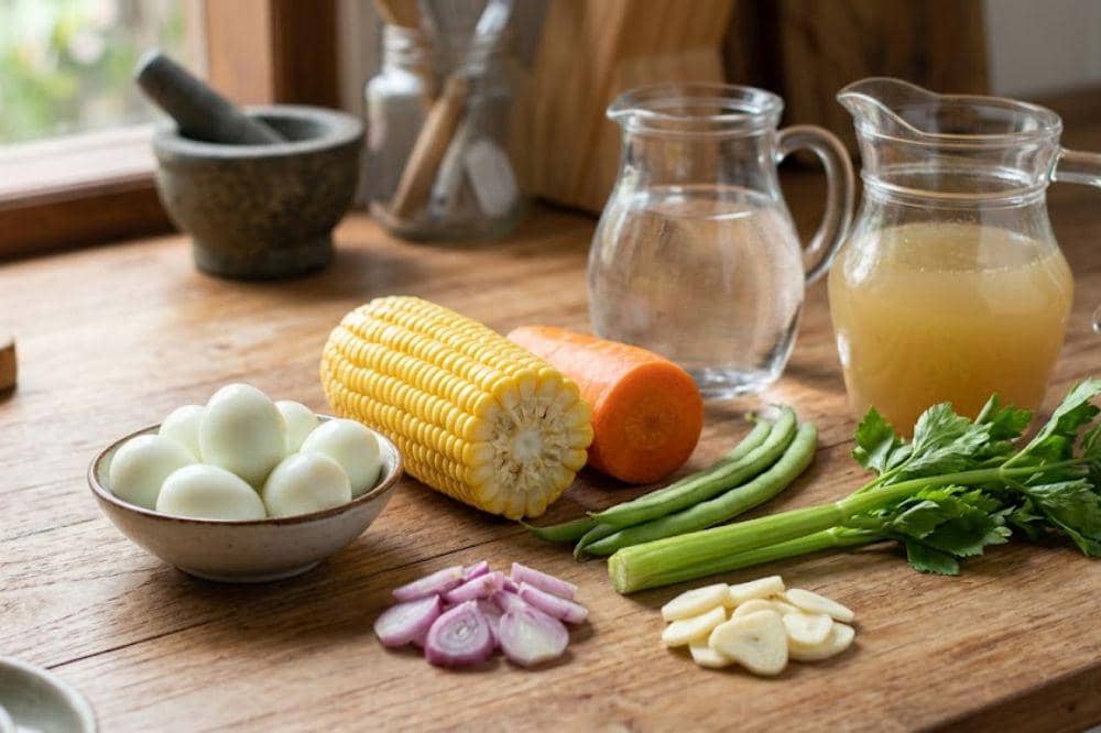 Bahan-Bahan Sup Jagung Telur Puyuh