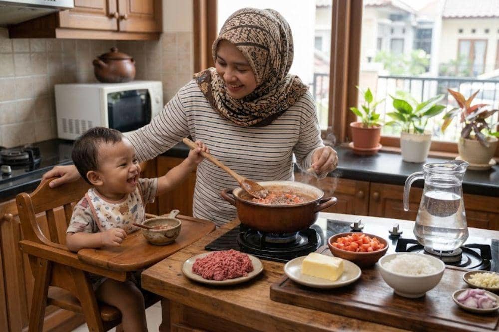 Cara membuat bubur tomat dan daging sapi