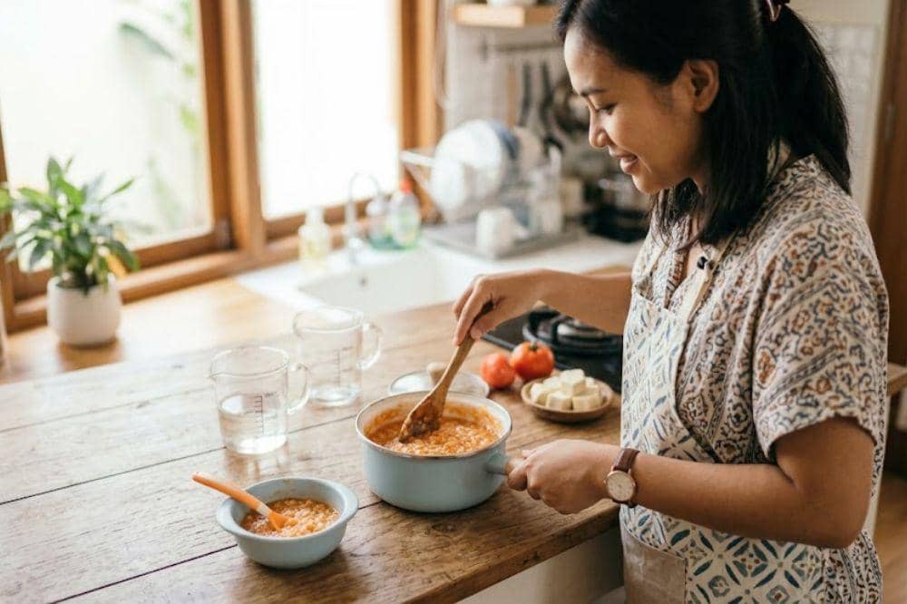 Cara membuat bubur dori, tahu, dan tomat