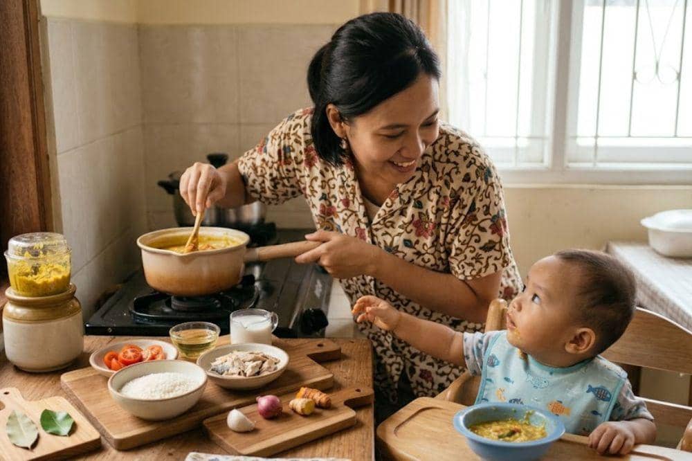 Cara membuat bubur tim bandeng tomat bumbu kuning