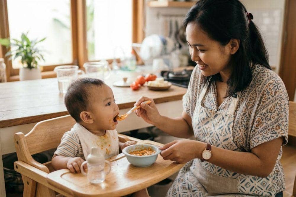 Resep Bubur Bayam, Tempe, Tomat, dan Telur untuk MPASI si Kecil