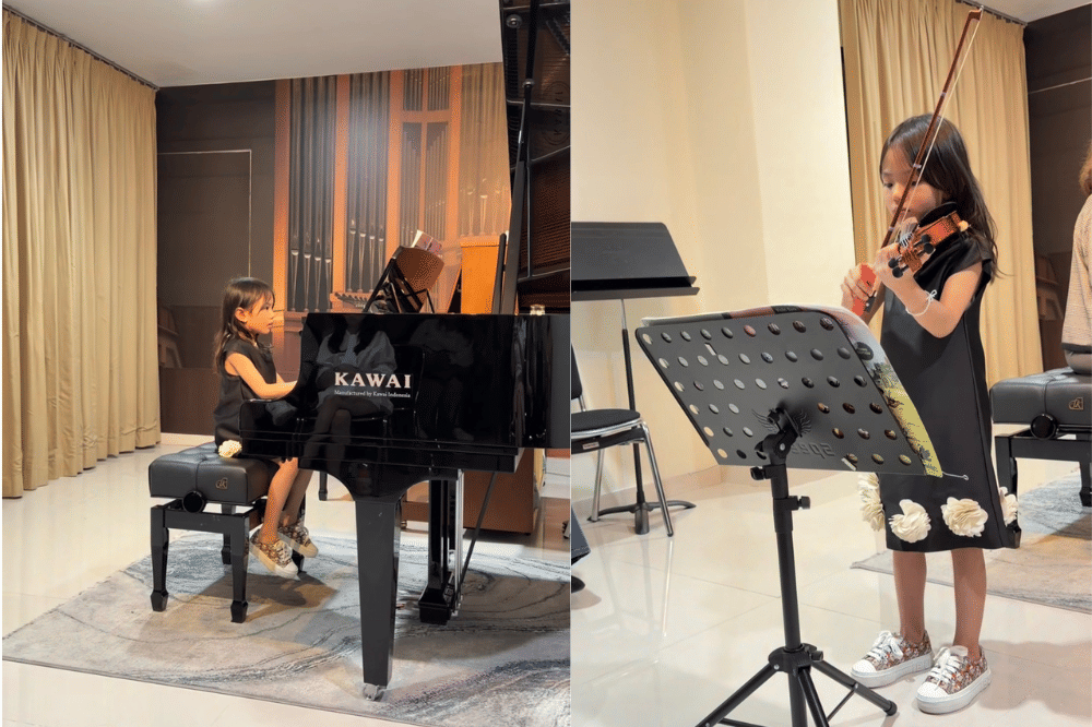Tak hanya bernyanyi, Claire juga bisa bermain piano dan biola